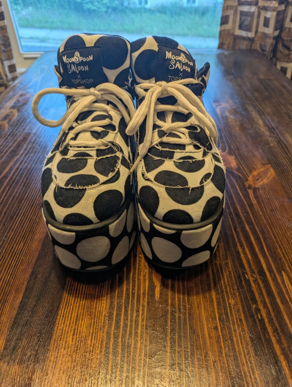 Moonspoon Saloon X Topshop  Black & White Polka Dot Platform Shoes